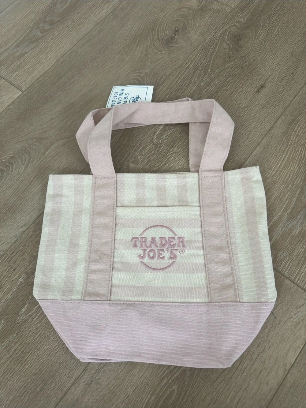 Trader Joe's Pastel Striped Mini Canvas Tote Set of 4: Pink, Blue, Green, Beige
